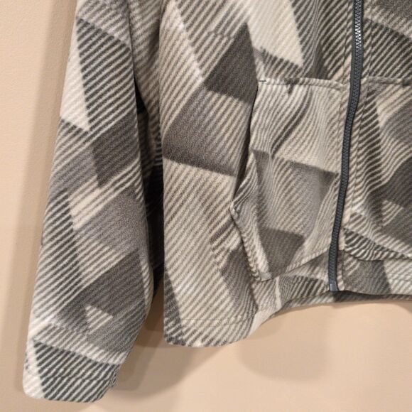 Eddie Bauer Kids Lone Peak Gray White Fleece Jacket Boys Large 14/16 Geometric - Picture 3 of 9